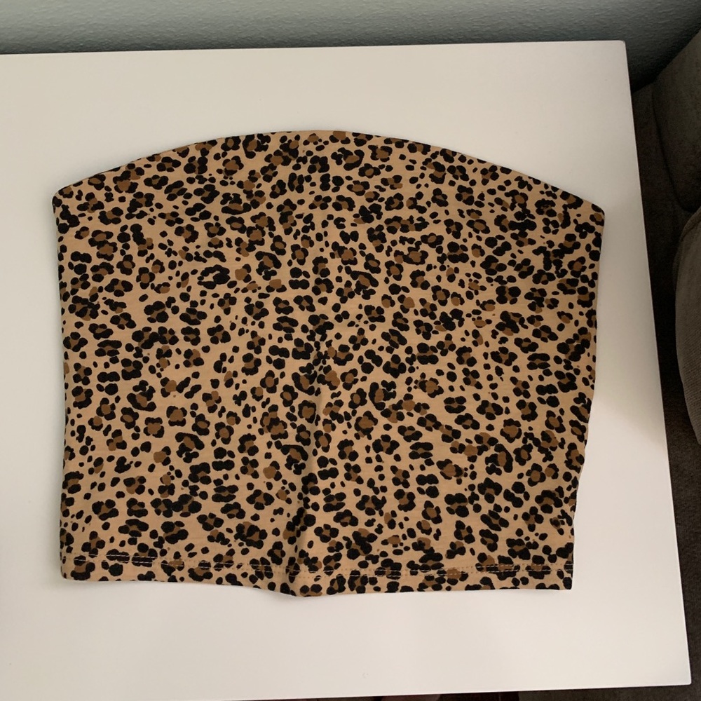 NEVER WORN garage cheetah print strapless top.